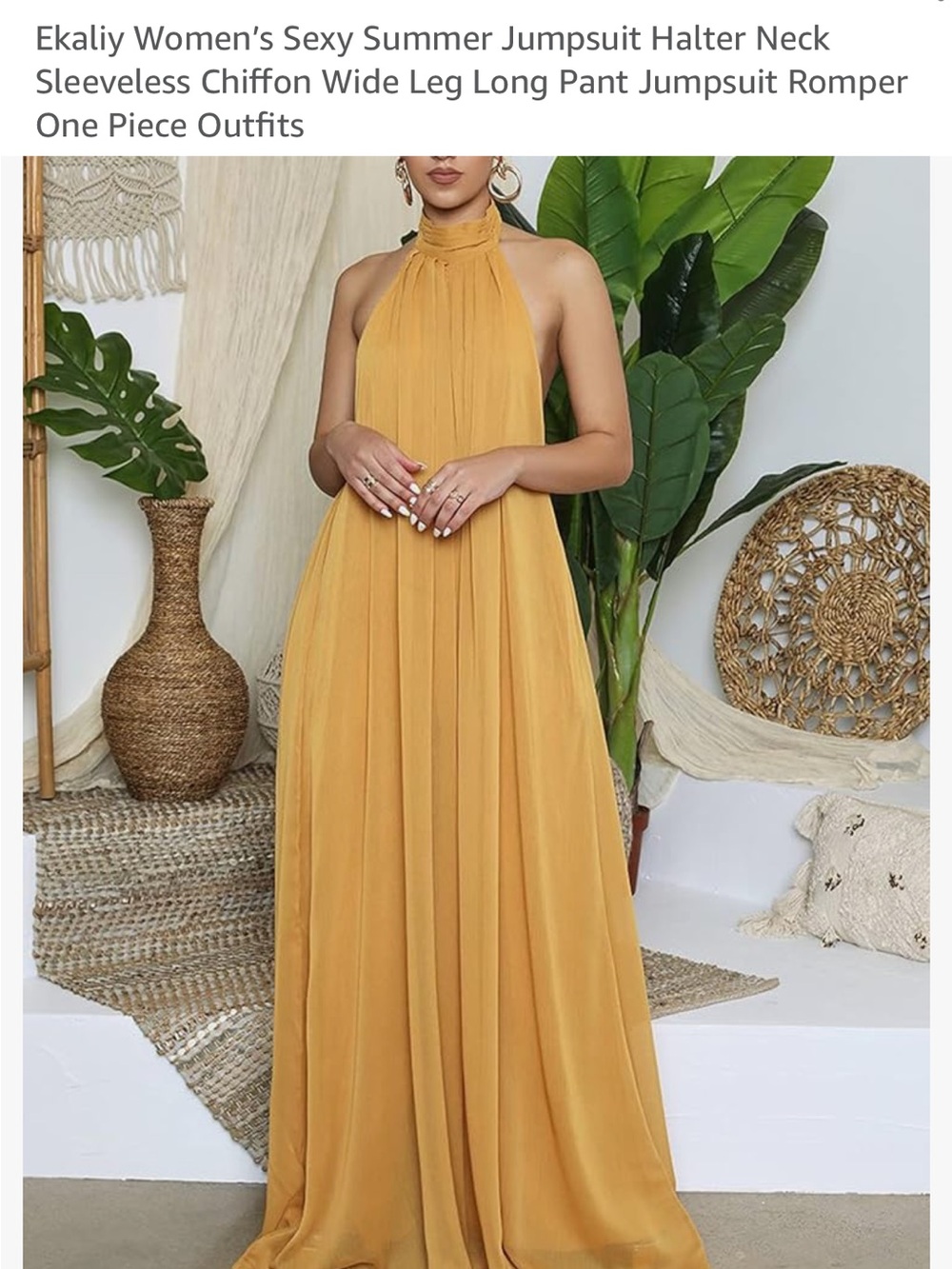 Kali Halter-Neck wide leg Jumpsuit in Mustard. NWOT